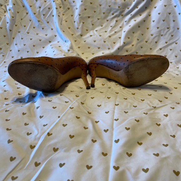 Kate Spade Brown Polka Dot Ostrich Heels - Picture 2 of 7